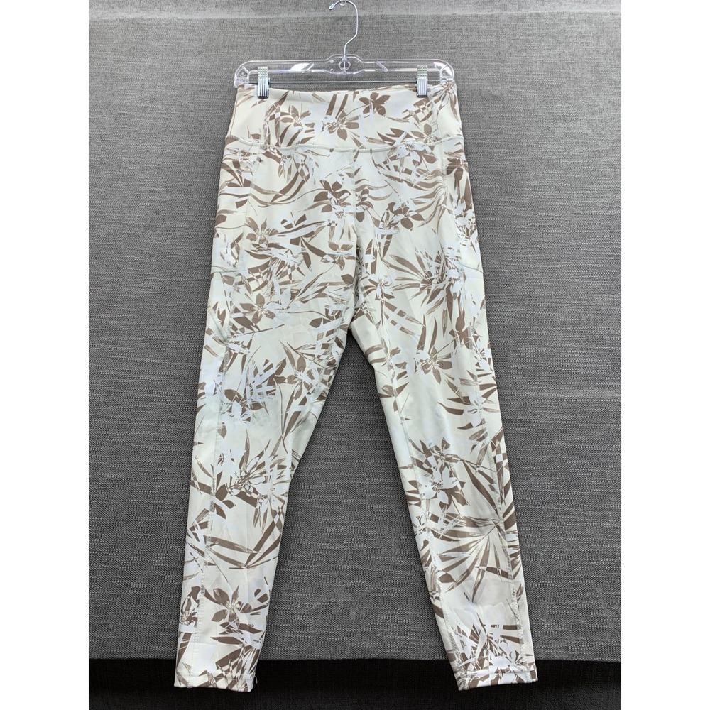 BSP Leggings Womens W28 Beige Palm Leaf Performance Stretch High Waisted Skinny